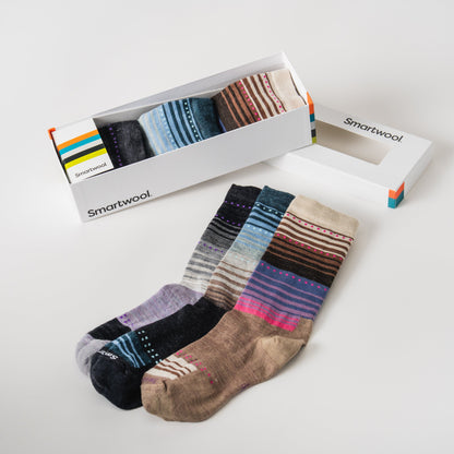 Smartwool Women's Everyday Stitch Stripe Crew Socks Trio Gift Box